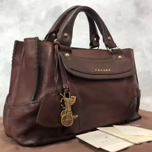 Celine leather brown handbag boogie back carriage w/Dust Bag GOOD CONDITION Auth - Picture 1 of 10