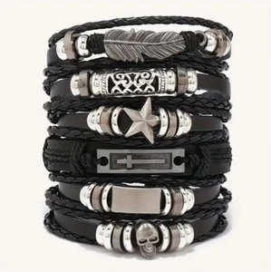 Stilvolle Armband-Kollektion aus Leder – Größenverstellbar mit Zugband - Bild 1 von 4