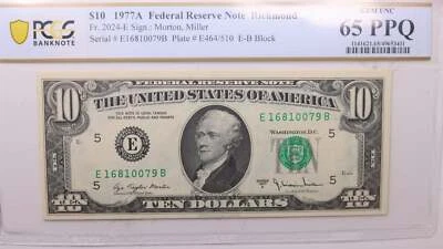 1977 A, $10 Federal Reserve Note., PCGS CU-65, PPQ., Store #GFRB021 - Image 1 of 2