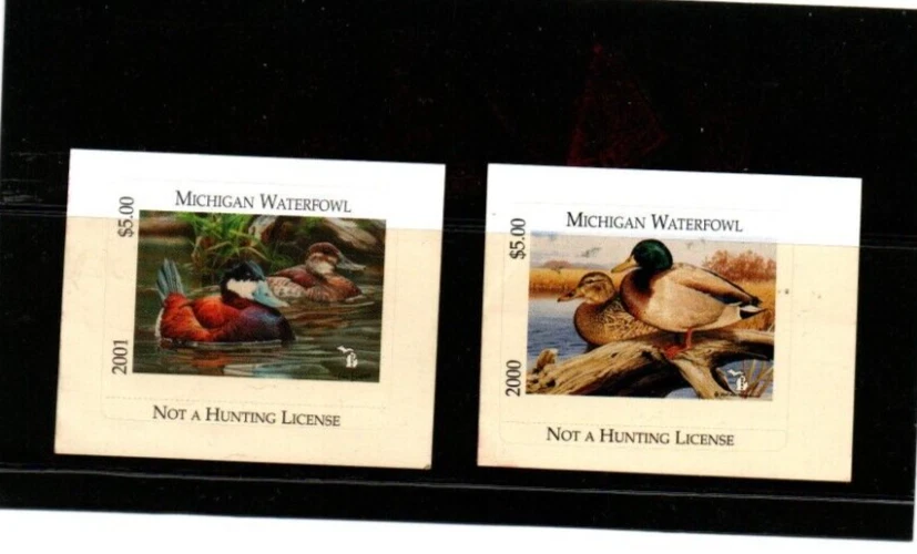 Scott 2000-21 Michigan Waterfowl Hunting Stamps # 25 and 26 Self Adhesive MNH - Image 1 of 1
