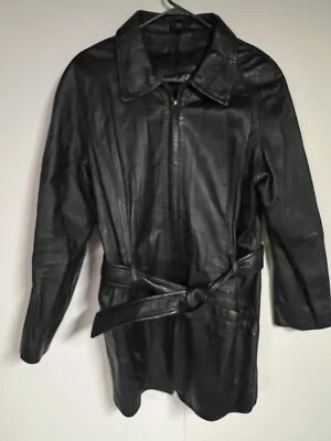 Chaqueta de cuero negra de doble botonadura Amalfi para mujer Foto 1 de 3