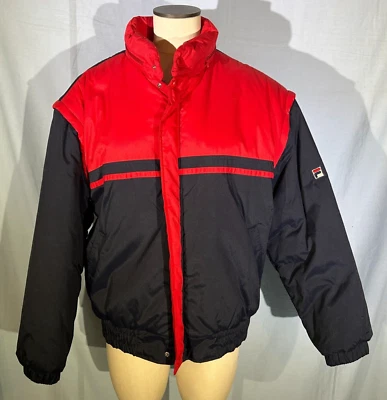 FILA MADE IN ITALY RED / BLUE VTG THERMAL PADDING MENS SIZE 50 MEDIUM JACKET - Image 1 of 4