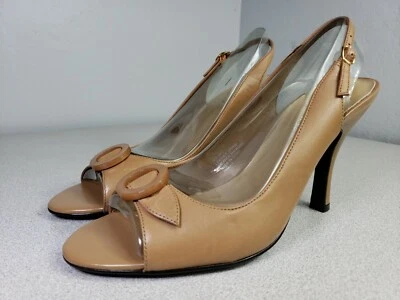 WORTHINGTON Heels Light Brown Leather Peep Toe Womens Shoes Size 8.5 - Image 1 of 4