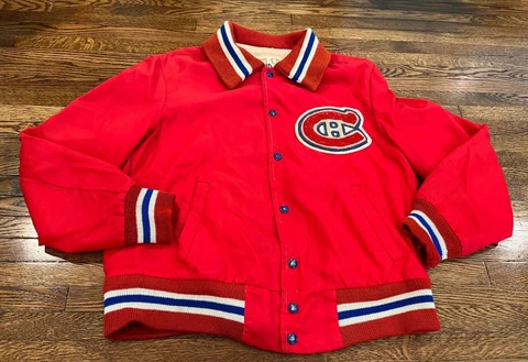 VINTAGE Shain of Canada Jacket Montreal Canadians Red Satin NHL 1960s 1970s Sz M Cover