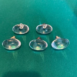Set of 5 Oval Clear Glass Cabinet Drawer Pulls 2” Crystal Knobs Mixed Metal Base - Picture 1 of 3