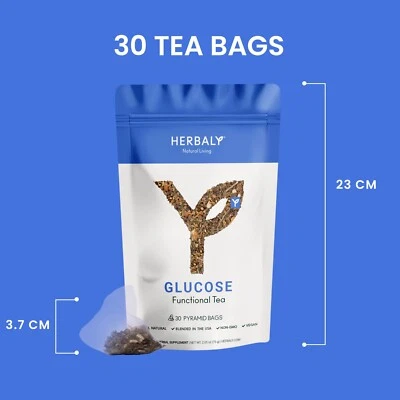HERBALY Glucose Functional Tea  Organic Blood Sugar Wellness - Image 1 of 4