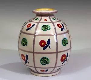 Emilio Polci Italian Pottery Flower Snail Grid Figure Raymor Vintage Vase - Picture 1 of 12