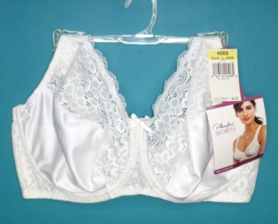 NWT Vtg Playtex Secrets #4309 White Lace Satin Full Coverage Underwire Bra 40DDD - Image 1 of 4