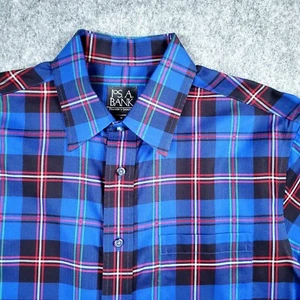Jos A Bank Hemd Herren mittelblau Tailored Fit Tartan kariert Travelers Collection - Bild 1 von 9