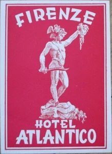 Firenze, Italia 1930 Etichetta Bagagli Hotel Atlantico Viaggi Ephemera Firenze - Foto 1 di 1