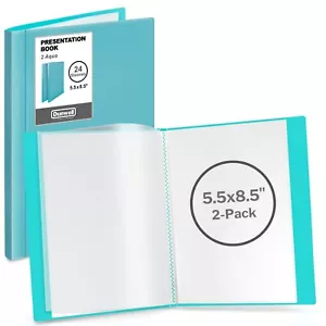 Small Binders with Sleeves - Presentation Books 5.5x8.5 (2-Pack, Aqua), 24-Po... - Picture 1 of 8