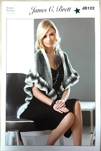 New Original James C Brett Dk Ladies Hat Scarf & Wrap Knitting Pattern Jb122 - Picture 1 of 5