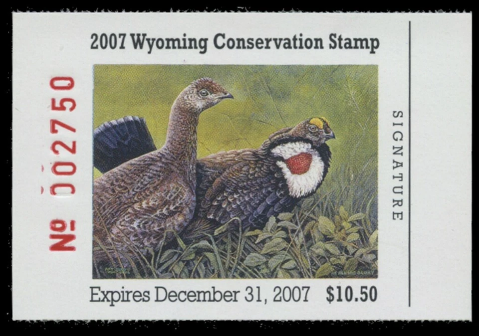 2007  Wyoming State Duck Stamp Mint Never Hinged. Original Gum  - Image 1 of 1
