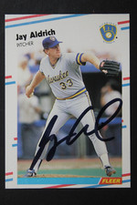 Jay Aldrich Milwaukee Brewers Autographed 1988 Fleer #155 Signed Baseball Card