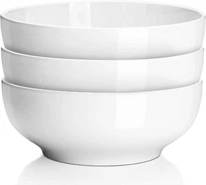60 Oz Large Serving Bowls Set, 8" White Soup Bowls Big Salad Bowls for Kitchen, - Picture 1 of 9