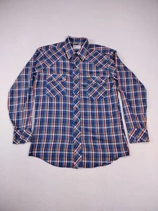 Wrangler Shirt Mens Medium   Vintage 70s Westerncore Cowboycore Pearl Snap Plaid - Picture 1 of 13
