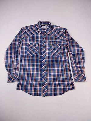 Wrangler Shirt Mens Medium   Vintage 70s Westerncore Cowboycore Pearl Snap Plaid - Image 1 of 4