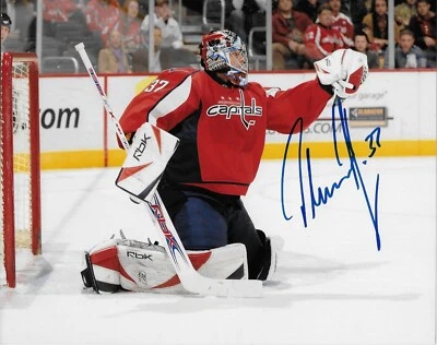 Foto original autografiada de Olaf Kolzig de Washington Capitals 8x10 Foto 1 de 2