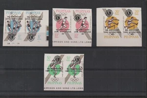 LIONS-PHILIPPINES-1967-STAMPS-IMPERF. PAIR-OLYMPIC GAMES OVPT-NEW HINGED- - Picture 1 of 1