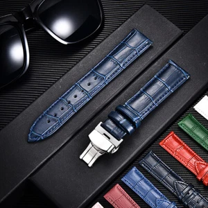 20mm Calfskin Leather (Change Tool + Springs) Deployment Buckle Watchband/Strap - Picture 1 of 16