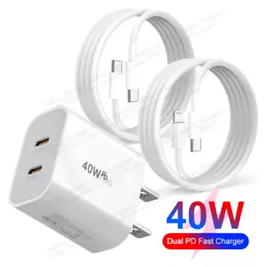 For iPhone 16 15 14 13 12 11 iPad Pro XR USB C 40W Fast Charger Adapter PD Cable - Picture 1 of 15