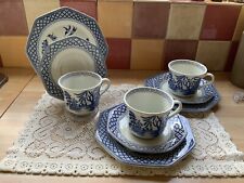 J&G Meakin Liberty Blue and White Trio's x 3