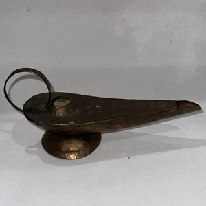 Vintage Antique Etched Copper Genie Lamp Incense Burner India 7” - Picture 1 of 12