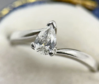 Diamond Solitaire Pear Cut Platinum Size I/J  BA278 - Image 1 of 4
