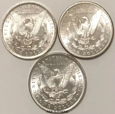 Set Of 3 Morgan Dollars S O P From OBW Estate Roll Choice-Gem Bu Unc. 90% Silver - Image 1 of 4