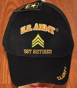 New Black US Army SGT Sergeant Retired Hat Ball Cap Veteran Officially Licensed - Picture 1 of 2