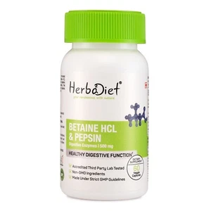 Betaine HCL Pepsin Capsules Digestive Enzymes Aids Digestion Support Supplement - Picture 1 of 4