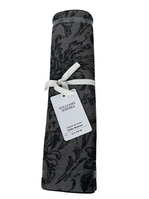 Corredor de mesa Williams Sonoma algodón damasco jacquard carbón 16"x108" Halloween  Foto 1 de 4