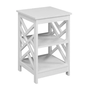 Convenience Concepts End Table 23.7" x 15.7" w/ Shelves Square MDF Wood White - Picture 1 of 6