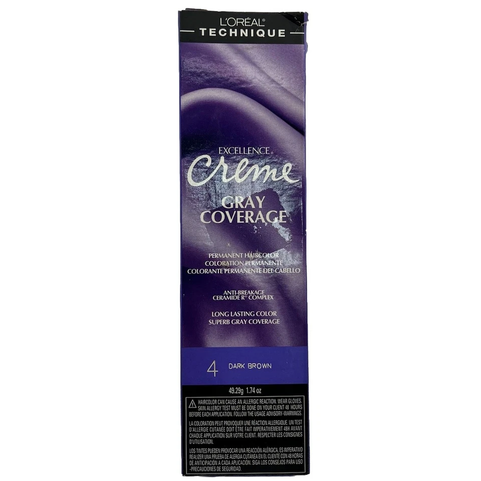 Loreal Excellence Creme Gray Coverage 4 Dark Brown 1.74oz Permanent Hair Color