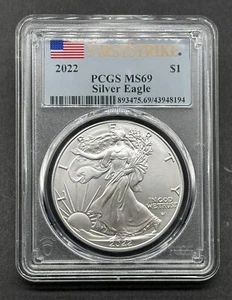 Impresionante dólar American 2022 First Strike Silver Eagle graduado $1 graduación profesional MS69 - Imagen 1 de 2