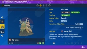 Pokemon Scarlet Violet Legendary 6IV Wo-Chien Fast Trade - FREE Masterball - Picture 1 of 3