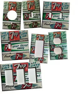 Old 7Up Soda Poster Light Switch Power Outlet Wall Cover Plate Home decor - Picture 1 of 41