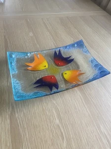 Large Handmade Fused Glass Plate 28x18cm | Turkish Art Serving Tray Dish - Picture 1 of 2