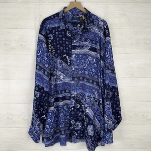 Polo Ralph Lauren Patchwork Print Button Down Linen Shirt Men’s Size 3XL Beach - Picture 1 of 9