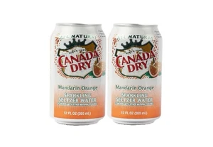 🟢 New Canada Dry All Natural MANDARIN ORANGE Sparkling Water Seltzer (2 Cans) - Picture 1 of 2