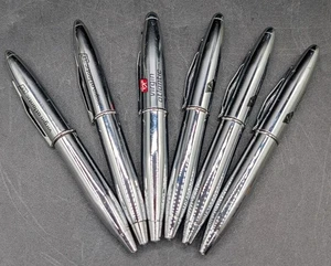 Set 6 Virgin Atlantic Airline Upper Class Chrome Bullet Pens, Vintage, Dry Ink - Picture 1 of 7