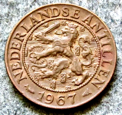 NETHERLANDS ANTILLES JULIANA 1967 1 CENT, BRONZE km# 1 yes we do combine postage - Image 1 of 4