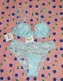 Women's Malizia La Perla Bra & Panties Set US 34B/M made in Italy NWT's Blue