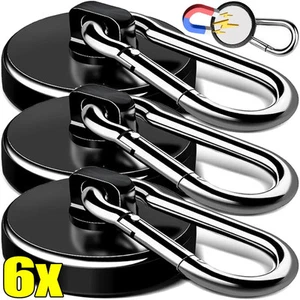 1-6 Stück Starke Magnethaken Metall 360° Drehbar Karabinerhaken Schwerlast Küche - Bild 1 von 18