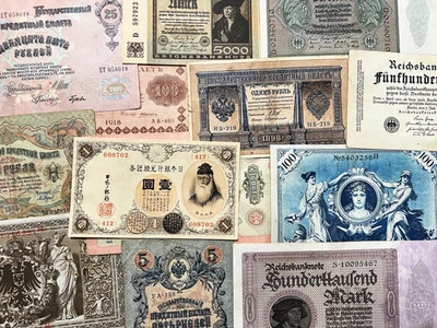 100+ Jahre alte 3 zufällige Banknoten Vintage Geld Antik Set Währung Bargeld Geschenk - Bild 1 von 4