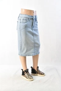 Kleine Mädchen Stretch Denim Rock 20" mittellang helle Waschung Gr. 4/6 #JW0562 - Bild 1 von 4