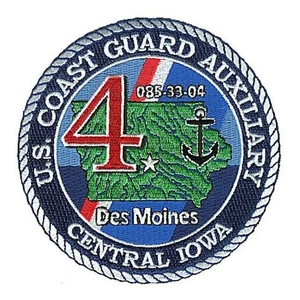 Parche de la Guardia Costera de la Flotilla Auxiliar 085-33-04 Des Moines Iowa 2008 W476 USCG - Imagen 1 de 1