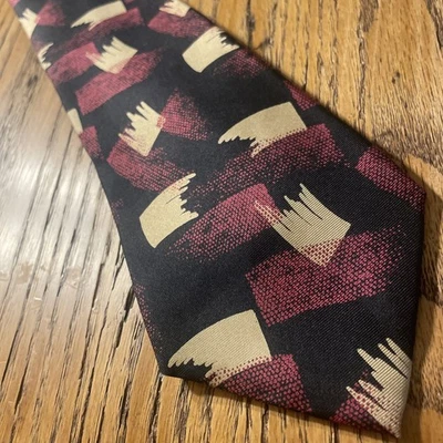 复古 EUC Enrico Coveri 抽象丝绸领带手工制作意大利 — 第 1/4 张图片