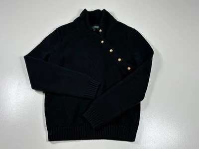 Ralph Lauren женщин средний тяжелый вязаный свитер черный золотой кнопка теплый классический - Изображение 1 из 4
