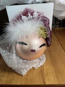 Uno Alla Volta EISSLÄUFER mundgeblasen poliertes Glas Gesicht Ornament - Bild 1 von 3